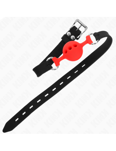 KINK - MORDAZA 55 x 2 CM DE BOLA 4 CM DE SILICONA COMPLETA TALLA S ROJO AJUSTABLE 35-51 CM