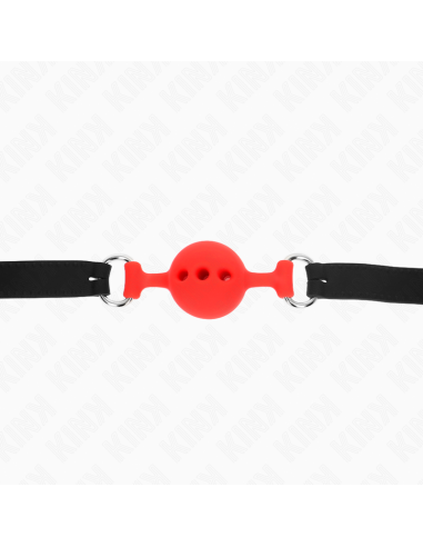 KINK - MORDAZA 55 x 2 CM DE BOLA 4 CM DE SILICONA COMPLETA TALLA S ROJO AJUSTABLE 35-51 CM