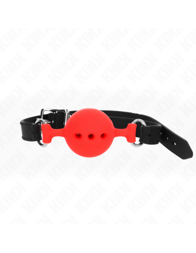 KINK - MORDAZA 55 x 2 CM DE BOLA 4.5 CM DE SILICONA COMPLETA TALLA M ROJO AJUSTABLE 35-51 CM