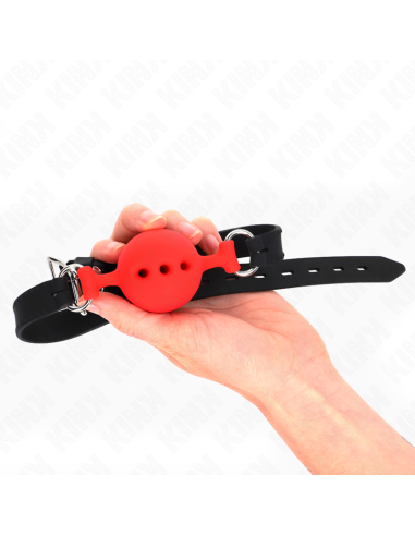 KINK - MORDAZA 55 x 2 CM DE BOLA 4.5 CM DE SILICONA COMPLETA TALLA M ROJO AJUSTABLE 35-51 CM