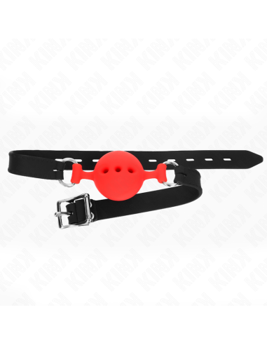 KINK - MORDAZA 55 x 2 CM DE BOLA 4.5 CM DE SILICONA COMPLETA TALLA M ROJO AJUSTABLE 35-51 CM