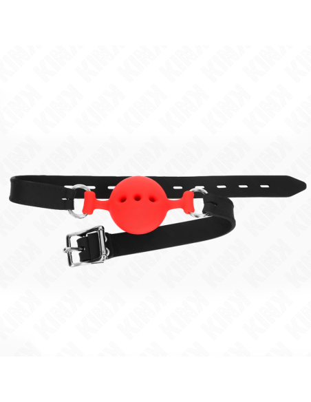 KINK - MORDAZA 55 x 2 CM DE BOLA 4.5 CM DE SILICONA COMPLETA TALLA M ROJO AJUSTABLE 35-51 CM