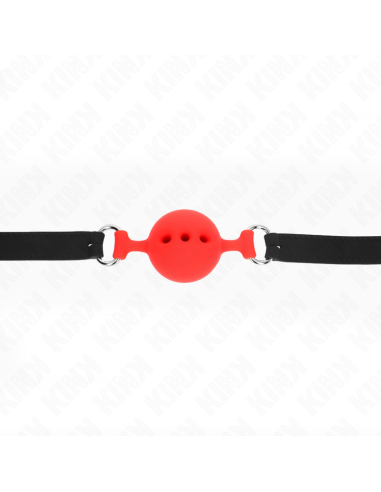 KINK - MORDAZA 55 x 2 CM DE BOLA 4.5 CM DE SILICONA COMPLETA TALLA M ROJO AJUSTABLE 35-51 CM