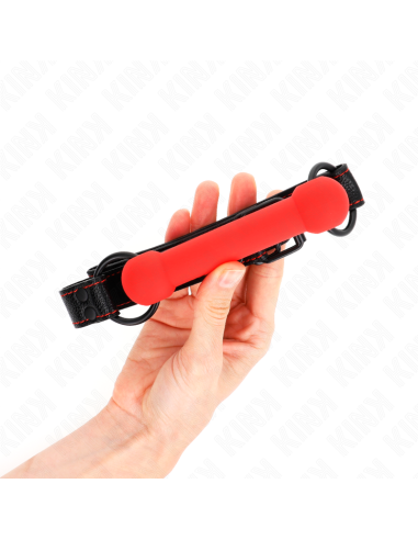 KINK - MORDAZA FORMA DE HUESO CON CORREA POLIPIEL ROJO AJUSTABLE 41-57 CM