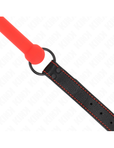 KINK - MORDAZA FORMA DE HUESO CON CORREA POLIPIEL ROJO AJUSTABLE 41-57 CM