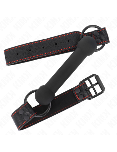 KINK - MORDAZA FORMA DE HUESO CON CORREA POLIPIEL NEGRO AJUSTABLE 41-57 CM
