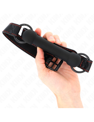 KINK - MORDAZA FORMA DE HUESO CON CORREA POLIPIEL NEGRO AJUSTABLE 41-57 CM