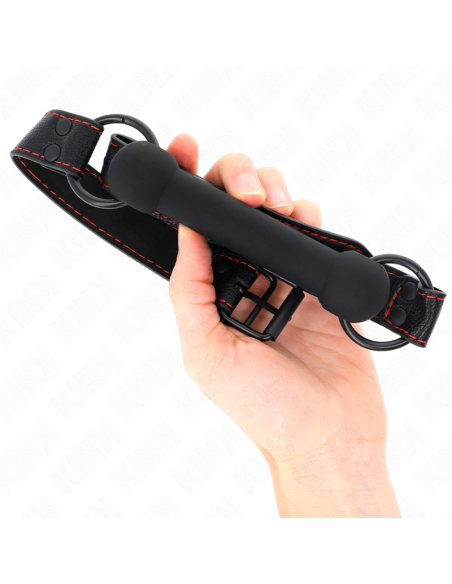 KINK - MORDAZA FORMA DE HUESO CON CORREA POLIPIEL NEGRO AJUSTABLE 41-57 CM