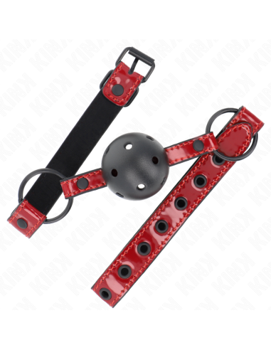 KINK - MORDAZA DE BOLA 4.5 CM DE POLIPIEL BRILLANTE 63.5 X 2 CM AJUSTABLE 41 X 59 CM