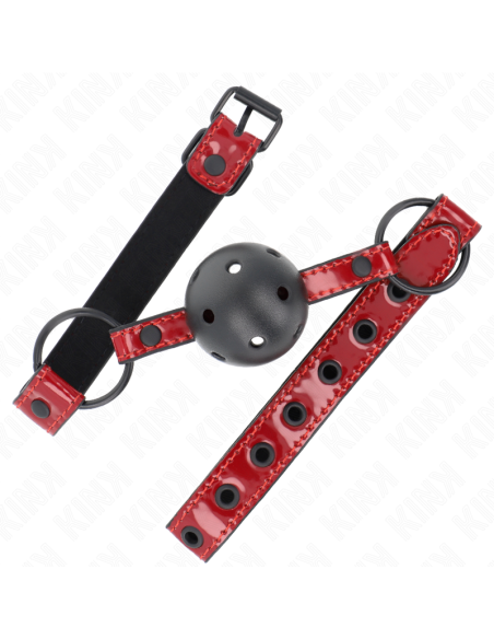KINK - MORDAZA DE BOLA 4.5 CM DE POLIPIEL BRILLANTE 63.5 X 2 CM AJUSTABLE 41 X 59 CM