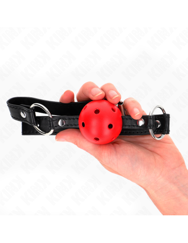 KINK - MORDAZA DE BOLA 4.5 CM ROJA DURA HUECA MODELO 1 63.5 X 2 CM