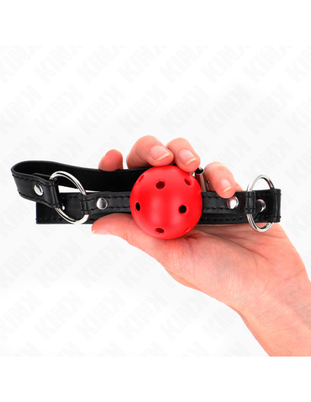 KINK - MORDAZA DE BOLA 4.5 CM ROJA DURA HUECA MODELO 1 63.5 X 2 CM
