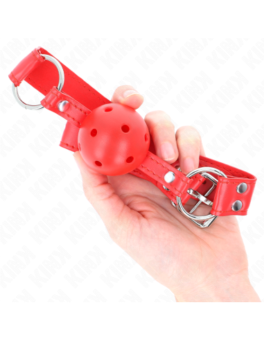 KINK - MORDAZA DE BOLA 4.5 CM DURA HUECA ROJO COMPLETA 62 x 2 CM