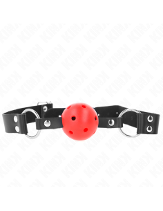 KINK - MORDAZA DE BOLA 4 CM TRANSPIRABLE CON DOBLE REMACHE ROJO 62 x 2.5 CM AJUSTABLE 42-58 CM