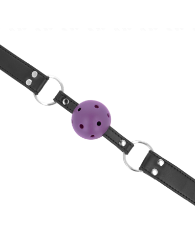 KINK - MORDAZA DE BOLA 4 CM TRANSPIRABLE CON DOBLE REMACHE MORADO 62 x 2.5 CM AJUSTABLE 42-58 CM