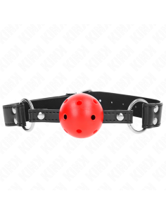 KINK - MORDAZA DE BOLA 4 CM TRANSPIRABLE CON DOBLE REMACHE DE CUERO 62 x 2.5 CM AJUSTABLE 42-58 CM