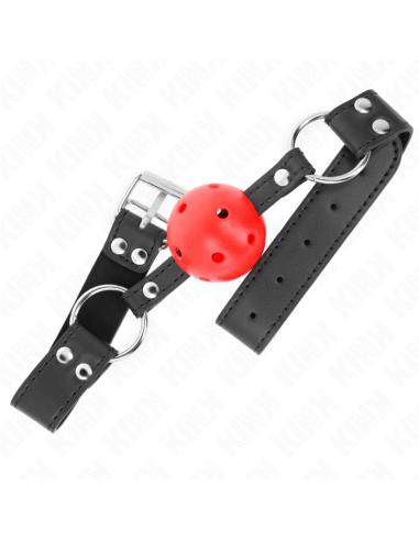 KINK - MORDAZA DE BOLA 4 CM TRANSPIRABLE CON DOBLE REMACHE DE CUERO 62 x 2.5 CM AJUSTABLE 42-58 CM