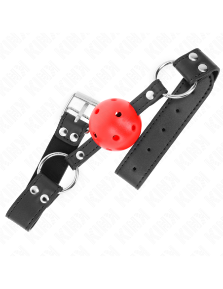 KINK - MORDAZA DE BOLA 4 CM TRANSPIRABLE CON DOBLE REMACHE DE CUERO 62 x 2.5 CM AJUSTABLE 42-58 CM