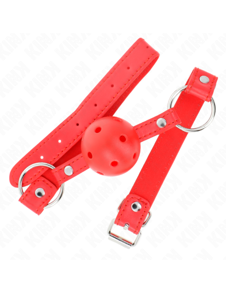 KINK - MORDAZA DE BOLA 4 CM TRANSPIRABLE CON DOBLE REMACHE MODELO 1 ROJO 62 x 2.5 CM AJUSTABLE 42-58 CM