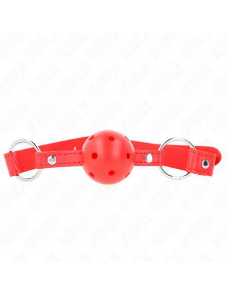 KINK - MORDAZA DE BOLA 4 CM TRANSPIRABLE CON DOBLE REMACHE MODELO 1 ROJO 62 x 2.5 CM AJUSTABLE 42-58 CM