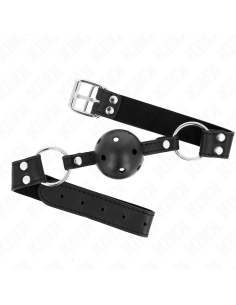 KINK - MORDAZA DE BOLA 4 CM TRANSPIRABLE CON DOBLE REMACHE MODELO 1 NEGRO 62 x 2.5 CM AJUSTABLE 42-58 CM
