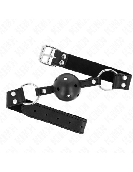 KINK - MORDAZA DE BOLA 4 CM TRANSPIRABLE CON DOBLE REMACHE MODELO 1 NEGRO 62 x 2.5 CM AJUSTABLE 42-58 CM