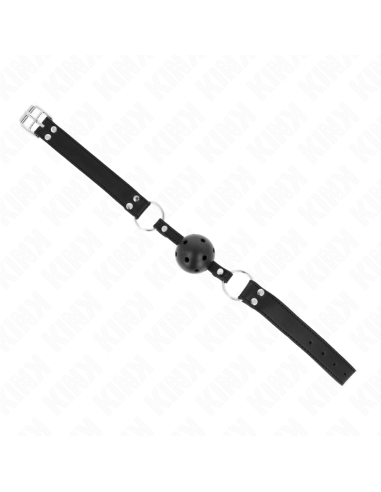 KINK - MORDAZA DE BOLA 4 CM TRANSPIRABLE CON DOBLE REMACHE MODELO 1 NEGRO 62 x 2.5 CM AJUSTABLE 42-58 CM