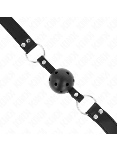 KINK - MORDAZA DE BOLA 4 CM TRANSPIRABLE CON DOBLE REMACHE MODELO 1 NEGRO 62 x 2.5 CM AJUSTABLE 42-58 CM