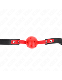 KINK - MORDAZA DE BOLA 4 CM DURA HUECA ROJO CORREA NEGRA 60 x 2 CM AJUSTABLE 37-52 CM