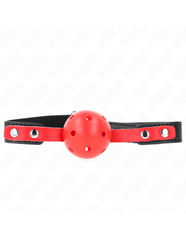 KINK - MORDAZA DE BOLA 4 CM DURA HUECA ROJO CORREA NEGRA 60 x 2 CM AJUSTABLE 37-52 CM
