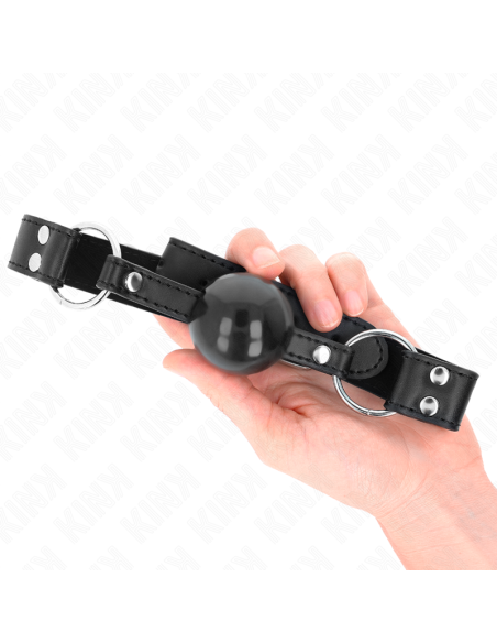 KINK - MORDAZA DE BOLA 4 CM SUAVE Y SÓLIDA CON CORREA DE POLIPIEL 62 x 2.5 CM AJUSTABLE 42-58 CM