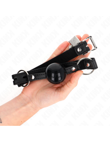 KINK - MORDAZA DE BOLA 4 CM TPE CON CANDADO NEGRO 60 x 2 CM