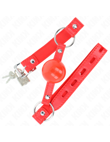 KINK - MORDAZA DE BOLA 4 CM TPE CON CANDADO ROJO 60 x 2 CM