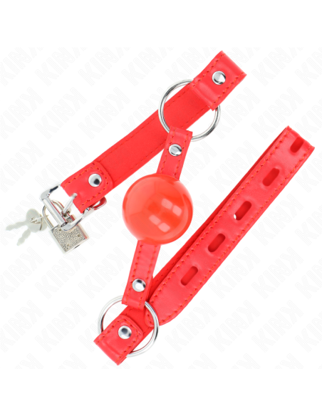 KINK - MORDAZA DE BOLA 4 CM TPE CON CANDADO ROJO 60 x 2 CM