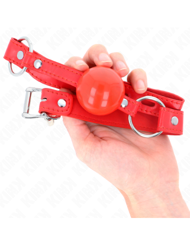 KINK - MORDAZA DE BOLA 4 CM TPE CON CANDADO ROJO 60 x 2 CM