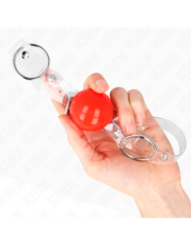 KINK - MORDAZA DE BOLA ROJA DE PVC TRANSPARENTE AJUSTABLE