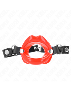 KINK - MORDAZA LABIAL 8 CM CON CORREA DE POLIPIEL ROJO 63 x 2 CM AJUSTABLE 39-58 CM
