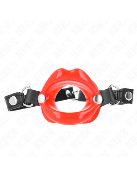 KINK - MORDAZA LABIAL 8 CM CON CORREA DE POLIPIEL ROJO 63 x 2 CM AJUSTABLE 39-58 CM