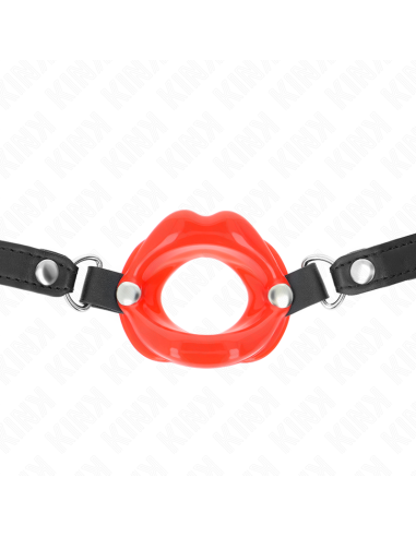 KINK - MORDAZA LABIAL 8 CM CON CORREA DE POLIPIEL ROJO 63 x 2 CM AJUSTABLE 39-58 CM