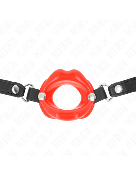 KINK - MORDAZA LABIAL 8 CM CON CORREA DE POLIPIEL ROJO 63 x 2 CM AJUSTABLE 39-58 CM
