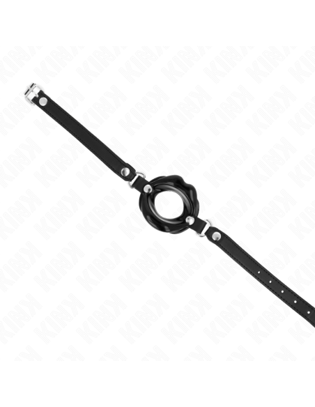 KINK - MORDAZA LABIAL 8 CM CON CORREA DE POLIPIEL NEGRO 63 x 2 CM AJUSTABLE 39-58 CM