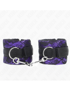 KINK - MUÑEQUERAS CORTAS DE ENCAJE TERCIOPELO Y UNIÓN DE NYLON VIOLETA-NEGRO 23 X 6.5 CM