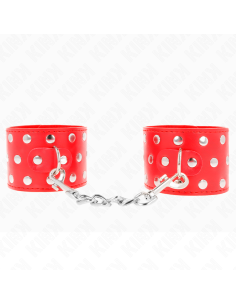 KINK - MUÑEQUERAS CON CIERRE A PRESIÓN LLENO DE TACHUELAS AJUSTABLE ROJO 19-24 CM X 5.5 CM