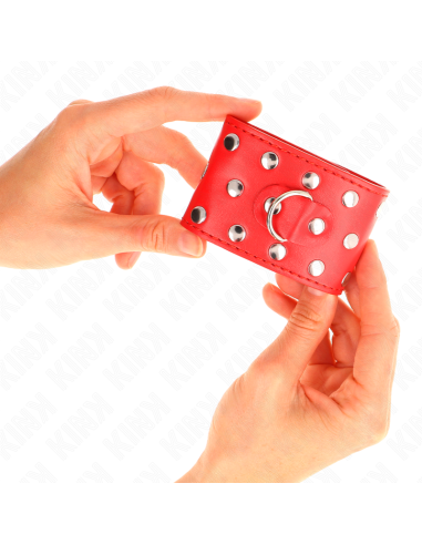 KINK - MUÑEQUERAS CON CIERRE A PRESIÓN LLENO DE TACHUELAS AJUSTABLE ROJO 19-24 CM X 5.5 CM