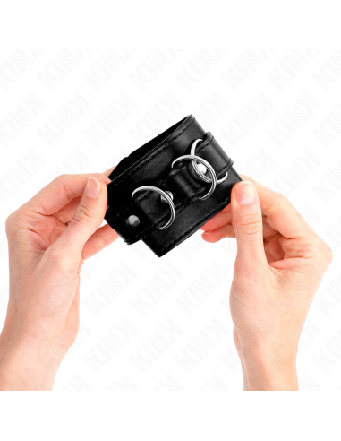 KINK - MUÑEQUERAS CON 3 ANILLAS EN D AJUSTABLE NEGRO 17.5-25 CM X 6 CM