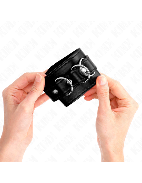 KINK - MUÑEQUERAS CON 3 ANILLAS EN D AJUSTABLE NEGRO 17.5-25 CM X 6 CM