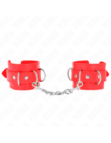 KINK - MUÑEQUERAS CON 3 ANILLAS EN D AJUSTABLE ROJO 17.5-25 CM X 6 CM