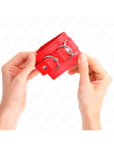 KINK - MUÑEQUERAS CON 3 ANILLAS EN D AJUSTABLE ROJO 17.5-25 CM X 6 CM