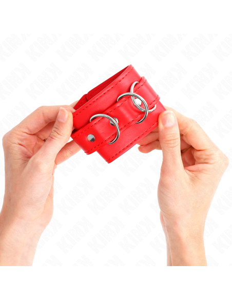 KINK - MUÑEQUERAS CON 3 ANILLAS EN D AJUSTABLE ROJO 17.5-25 CM X 6 CM