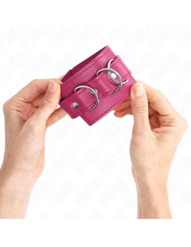 KINK - MUÑEQUERAS CON 3 ANILLAS EN D AJUSTABLE ROSA 17.5-25 CM X 6 CM